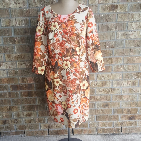 SOLD! TALBOTS Fall Bouquet Sheath Dress- Size 12P - Picture 1 of 6